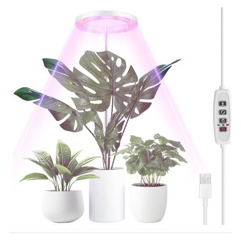 (weiß) Pflanzenlampe, Led-wachstumslampe Mit Vollspektrum, 30-155 Cm Höhenverstellbar Mit 70 Leds, Mit Timer 3/9/12h, Für Zimmerpflanzen