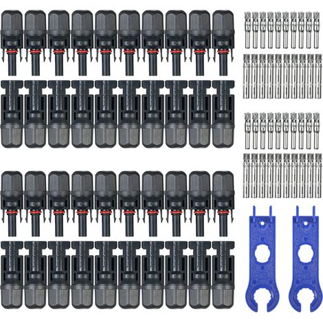 20 Paar Solarpanel-kabelstecker, Männlich/weiblich, Mit Montagewerkzeug-schlüssel Für Pv-heimsysteme
