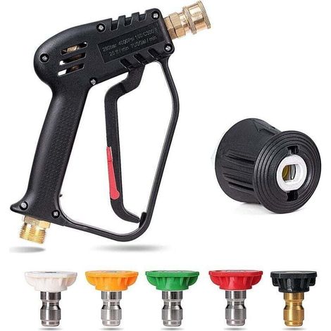 Hochdruckreiniger-pistole 4000 Psi Mit 5 Wasser-düsenköpfen, Autoreinigungspistole, M22-14mm Anschlüsse 1/4" Schnellverschluss