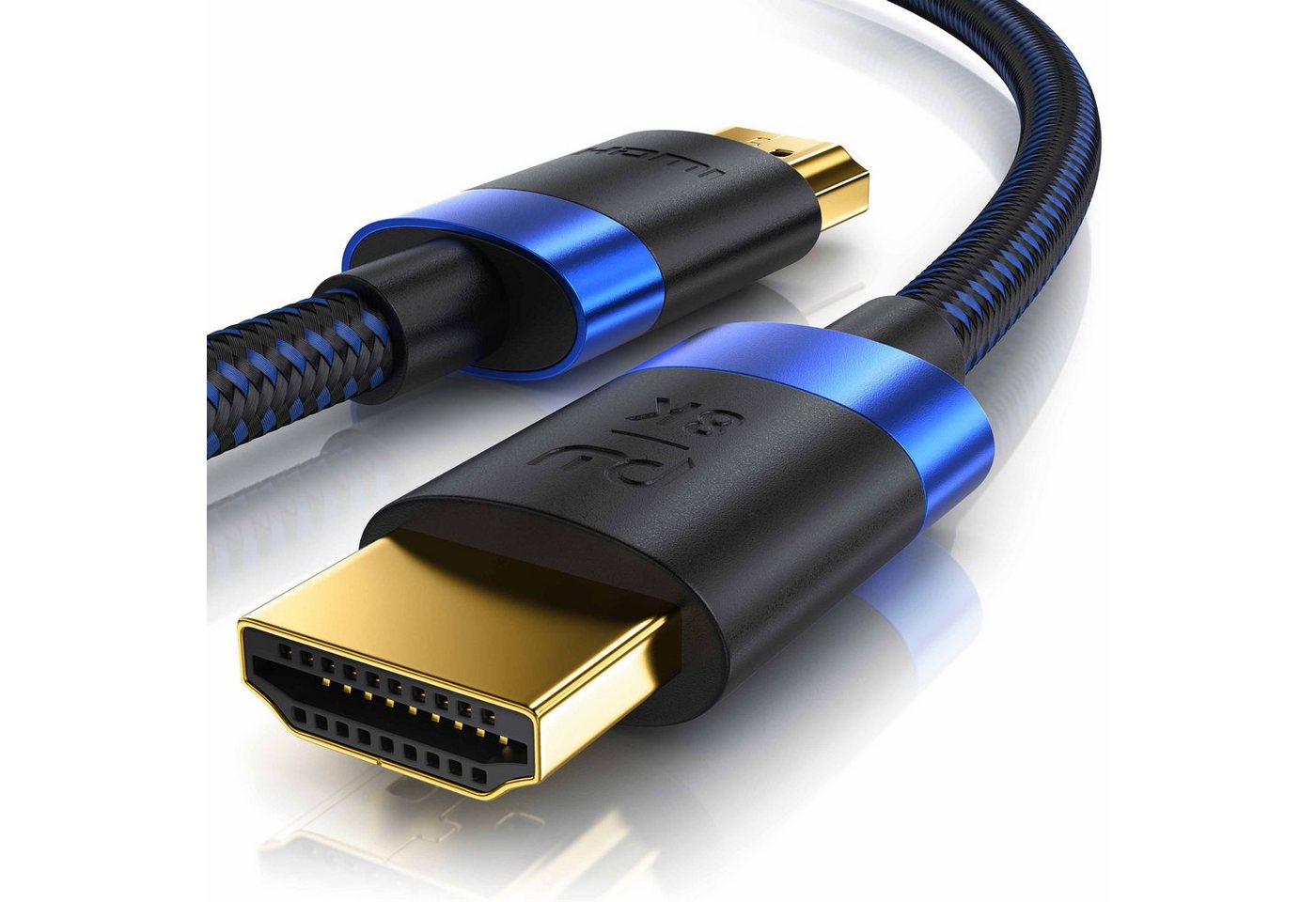 4m High Speed 8K hdmi Kabel 2.1 mit Ethernet arc 3D 4K Ultra hd 7680x4320 @ 120 Hz PS4 360 tv oled pc Laptop Beamer Monitor - Schwarz/Blau - Primewire Bild 4