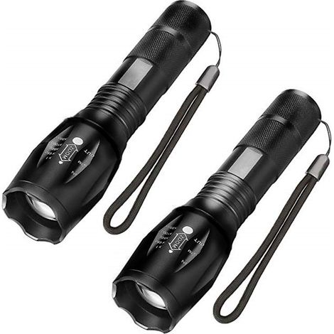 Led-taschenlampe, Extrem Hell, 1000 Lumen, Zoombar, 5 Lichtmodi, Stoßfest Und Rutschfest Für Camping, Wandern Und Notfälle, 2er-pack