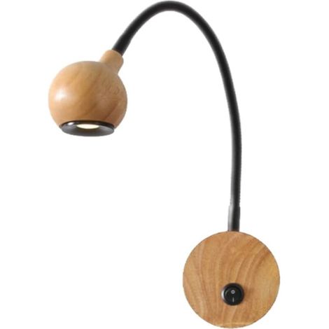 Holz-wandleuchte Mit Schalter Für 3-w-led-leselampen, Schlafzimmerbeleuchtung, 4000 K Heller Wandstrahler