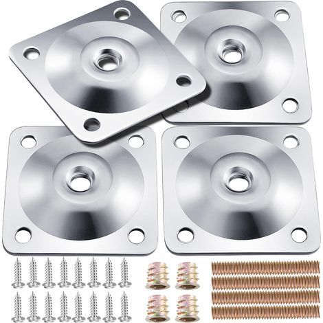 Bein-montierungsplatten, 4 Sets Möbelbein-befestigungsplatten, 5/16" (m8) Industrielle Flache T-montierungsplatten Mit Aufhängebolzen, Schrauben, Zur Verstärkung Und Reparatur Schwacher Oder Beschädig