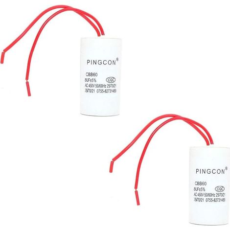 Reduzierung, 2 Stück Cbb60 Ac 450v Betriebskondensator Für Zylindermotor, 2-adrig, Cbb60 [6uf]
