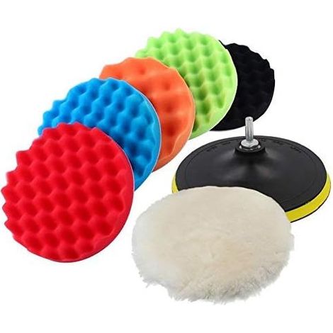 7-teiliges 5-zoll-polierschwamm-set Für Wachsentfernung Und Politur, Poliermittel-kit Für Autos + Adapter-set M14 Bohrer (5 Zoll)