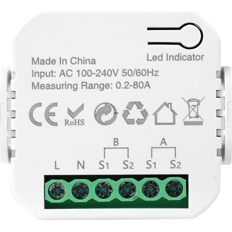 Intelligenter Stromzähler 80a, Energie-monitor Für Den Haushalt, Wifi-bidirektional Mit 2 Klemmen, Kompatibel Mit Tuya Smart Life