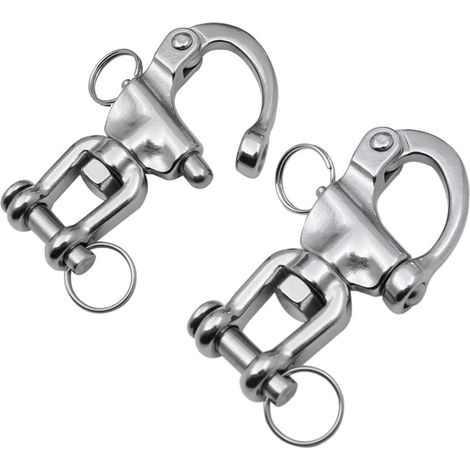 2 Stück Drehbare Schäkel Mit Wirbel, Schnellglieder Aus Edelstahl 316, Karabinerhaken Aus Marine-edelstahl, Kupplungshaken, Schneller Federhaken Für Fallleinen Auf Segelbooten, 70 Mm