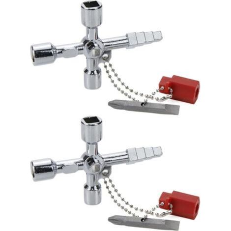 Vierwege-kreuzschlüssel, Dreieckiger/quadratischer Schlüssel Aus Zinklegierung, 4-in-1, Multifunktionaler Universalschlüssel, 2 Stück