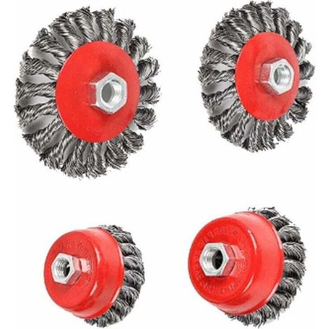 Satz Von 4 Bürsten Für Winkelschleifer - Aus Flexiblem Stahl - Durchmesser: 75 Mm - Durchmesser: 100 Mm - M14