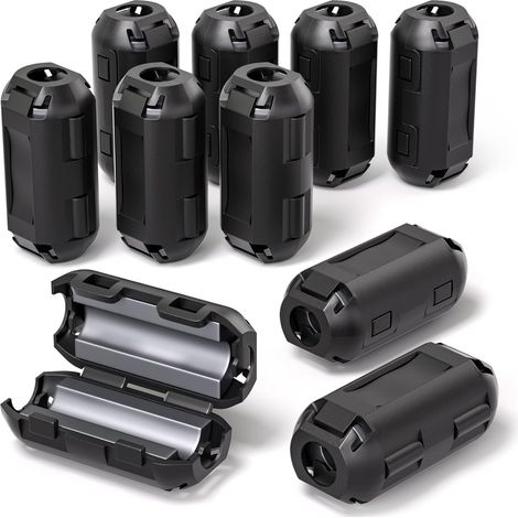 10 Stück Ferrit-ringkern, Schwarze Clip-on-ferritkerne, Emi-rauschunterdrücker, Kabelclip Mit 3,5 Mm Innendurchmesser Für Usb-kabel, Audio- Und Videokabel, Netzkabel