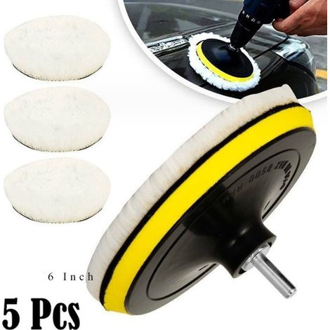 5 Stück 150 Mm Wollpolierkissen, Polierscheiben-schwamm-pads-set Für Autos Mit M14-bohrfutter Für Bohrmaschine Zum Autopolieren, Schleifen Und Wachsen