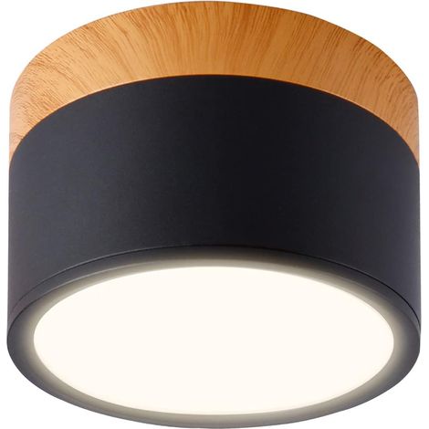Spot Decken- Und Aufbauleuchte Rund Led Deckenstrahler Aluminium 7w Ø110mm 230v Für Flur Schlafzimmer Esszimmer Küche Wohnzimmer -matt Schwarz-warmweiß 3000k