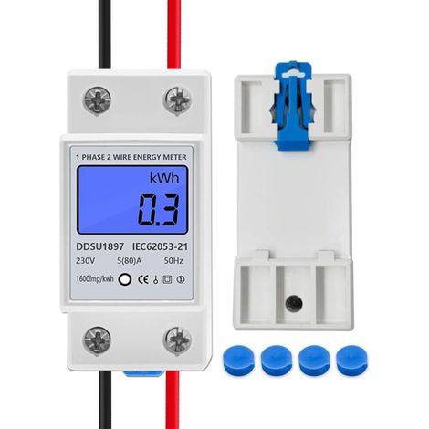Stromzähler, Einphasiger Zweileiter-stromverbrauchsmesser, Digitaler Lcd 220v 5 (80) A 50/60hz, Stromverbrauchsmesser Mit Din-schienenmontage