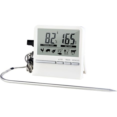 Grillthermometer, Weiß, Lebensmittelthermometer Mit Einzelner Sonde Für Grillen, Kochen Und Backen