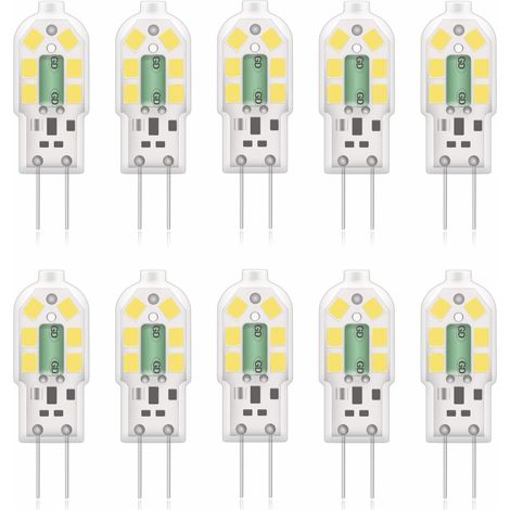 G4 2w Led-lampe, Entspricht 20w Halogenlampen, Kaltweiß 6000k, 200 Lm, 12x Smd, 12v Ac/dc – 10er-pack [energieeffizienzklasse A+]