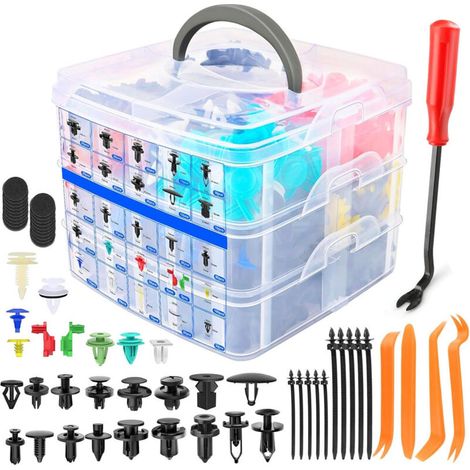 925 Stück Kunststoff-nietclips, Kunststoff-nieten Zur Befestigung Und Schutz, Universelle Schwarze Auto-clips Für Autotüren Und -verkleidungen Mit Aufbewahrungsbox Und Demontagewerkzeug