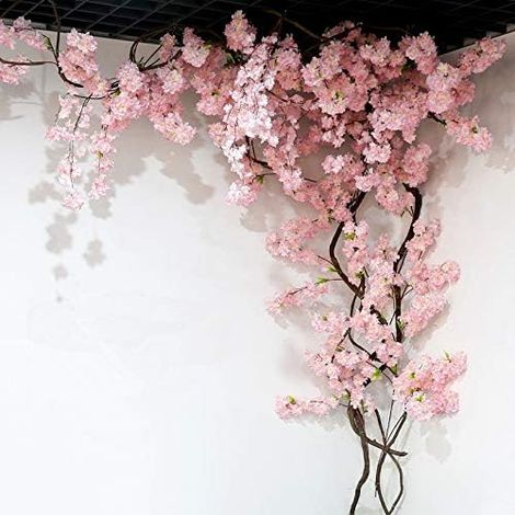 Künstliche Blume 105 Cm Künstlicher Kirschblütenbaum, 3 Zweige Sakura-blütenzweig, Seidenblumen Für Hochzeit Hintergrund Wanddekoration