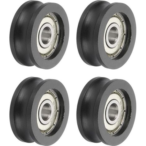 U Groove Satz Von 4 Kugellagerrollen, 6 X 25 X 10 Mm Aus Nylon Und Edelstahl, Robuste Ersatzräder Für Schiebetüren, Fenster Und Mechanische Geräte, Schwarz