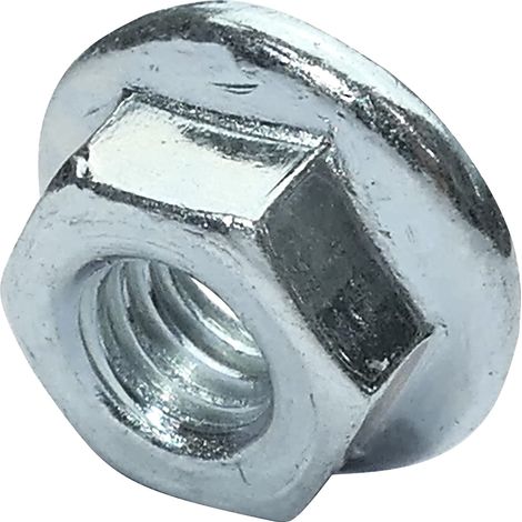 C49643 - Satz Von 100 Sechskantmuttern Mit Flansch/verzahntem Bund M6 Außendurchmesser 13mm - Aus Kohlenstoffstahl Härte 8 - Selbstsichernde Sicherheitsmutter - Din 6923