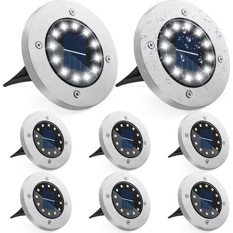 Solarleuchte Für Den Garten, 4 Stück 16 Led Solar-außenbeleuchtung Im Boden, Wasserdichte Einbau-spotlights Aus Edelstahl Für Weg, Terrasse, Hof, Gehweg, Untergrund Und Rasen, Kaltweiß