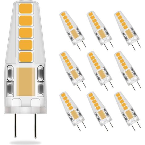 Dimmbare G4 Led-glühbirnen, 3w Entspricht 30w Halogenlampe, 300lm Warmweiß 3000k Energiesparlampe, Flimmerfrei, Ac/dc 12-24v, 360° Abstrahlwinkel, G4 Sockel, 10er Pack