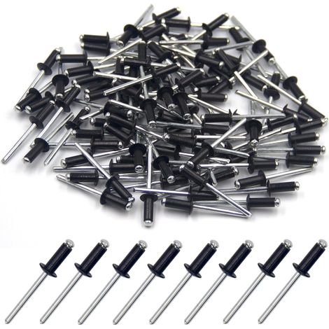 100 Stück Blindnieten Aus Aluminium 4,8 X 12 Mm, Offene Endnieten, Pop-nieten, 100er-pack (schwarz)