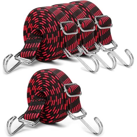 Elastische Spanngurte Mit Haken, Verstellbare Länge Von 2 Metern, 4er-pack Superelastische Gummiseile, Geeignet Für Gepäck, Camping, Autodach Und Warentransport