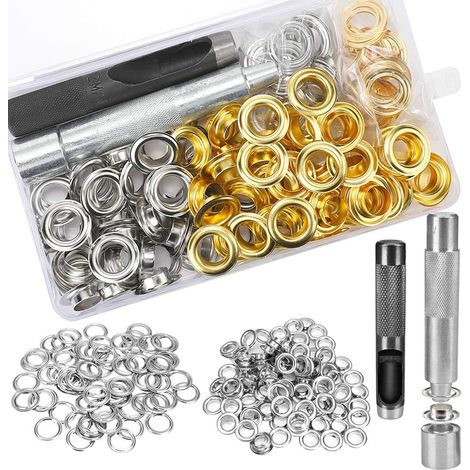 100-teiliges Ösen-set, Ösen Für Zeltplane Aus Leder (50 Stück Silber 1/2" + 50 Stück Gold)