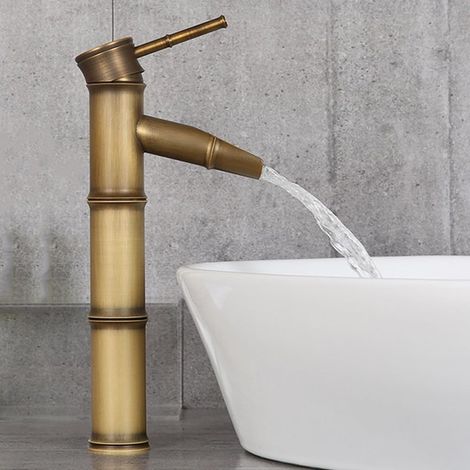 Badezimmer-wasserhahn, Waschbeckenarmatur Aus Messing, Luxuriöser Bambus-wasserhahn Mit Hoher Qualität, Warmes Und Kaltes Wasser, Lang