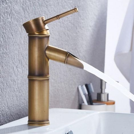 Luxuriöses Badezimmer-wasserhahn Aus Messing, Bambus-design, Hoch, Für Warmes Und Kaltes Wasser, Kompakt