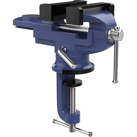 Backenbreite 70mm Blau Werkbank-schraubstock, Schraubstock Mit 360-grad-drehbarer Basis, Robuste Und Rostfreie Gehärtete Backen, Tischzwinge Für Holzbearbeitung, Metallbearbeitung Und Sägen