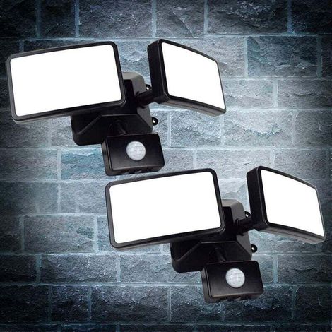 2er-set Led-spots 20 W Mit 180°-bewegungsmelder – Doppelkopf – Mehrfachwinkel Einstellbar – 5,11 X 3,14 Zoll – Wasserdichte Ip65 Led-lampe Für Garten, Garage, Balkon, Hof