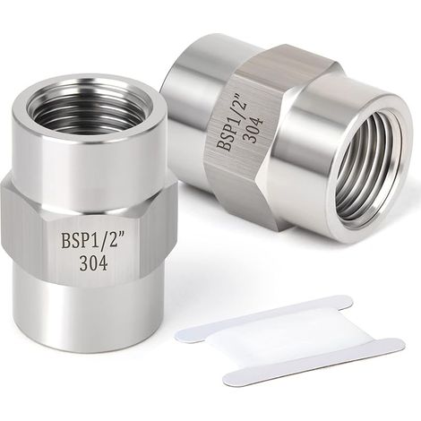 2 Stück 1/2" Bsp-innengewinde X 1/2" Bsp-innengewinde Aus Geschmiedetem Edelstahl Sus 304, Sechskantiger Kupplungsverbinder, Rohrverschraubungen
