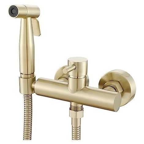 Verdecktes Toiletten-duschset Für Muslimisches Bidet Shattaf Mit Warm- Und Kaltwassermischer – Wandmontiertes Messingkit In Gebürstetem Gold