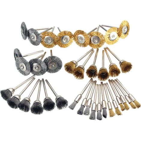 Set Aus 36 Kleinen Messingbürsten Für Winkelschleifer, Dremel-rotationswerkzeug, Schleifen, Polieren