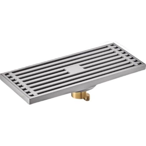 Duschablauf Unsichtbar Verdickter Kupfer-bodenablauf Geruchsverschluss Und Überlaufsicher Für Toilette, Badezimmer, Waschmaschine 8x20cm Streifen Gebürstet