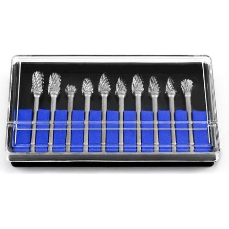 10 Stück Doppel-schneid-rotationsfräser, Hartmetallfräser 3 Mm Schaft 6 Mm Kopf Für Tischlerei Und Metallverarbeitung