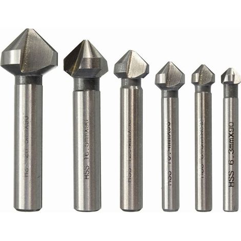 Satz Mit 6 Senkfräsern, 90° Hss-senkfräser, Zylindrischer Senker, Schraubwerkzeug Für Heimwerken, Holz, Metall, Pvc, 6,3/8,3/10,4/12,4/16,5/20,5 Mm