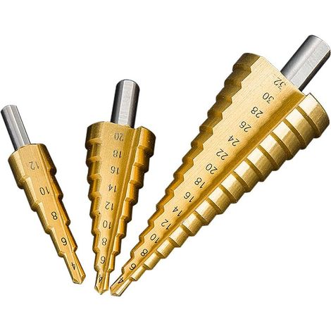 3er-set Stufenbohrer, Konischer Hss-stahlbohrer Mit Skala, 4-12/4-20/4-32 Mm