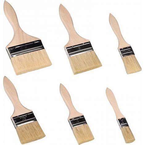 Wandfarbpinsel, Flachpinsel, 6-teiliges Pinselset, Professionelle Pinsel Mit Holzgriff, Naturhaar-pinsel Geeignet Für Wände, Möbel Und Fensterläden