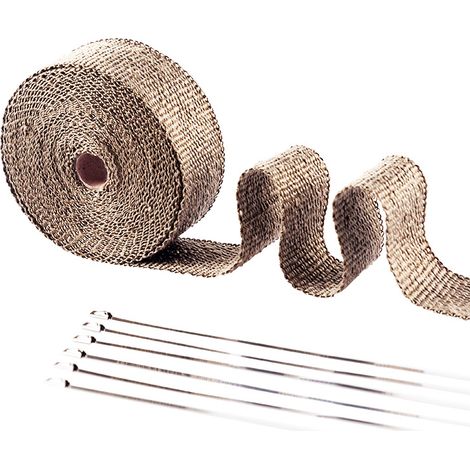 15m 50mm Titan Magma Wärmeisolierband + 8 Schwarze Edelstahl-kabelbinder Für Auspuffkrümmer-rohr, Thermisches Isolierband Für Motorräder