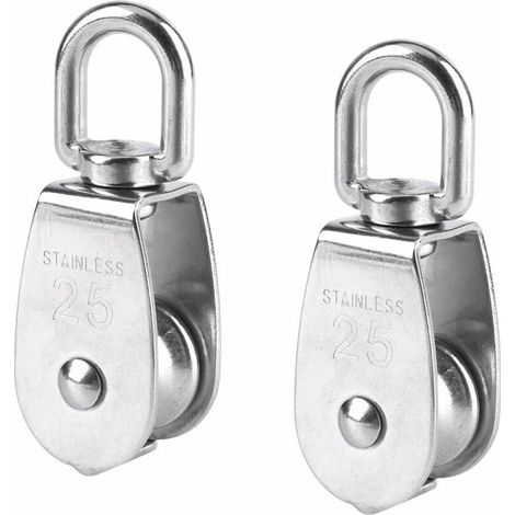 2 Stück 25 Mm Einfache Rolle Edelstahlrolle Heberolle Tragfähigkeit 150 Kg - Silber