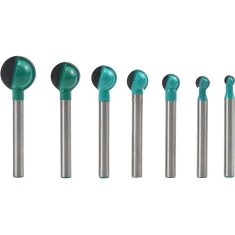 7-teiliges Set Fräser Mit Halbkugelförmiger Schneide, Schaft 6 Mm, Durchmesser 6/8/10/12/14/16/19 Mm, Oberfräser-kernbohrer, Nutenfräser Für Oberfräse, Schneidwerkzeug Von Liaiki