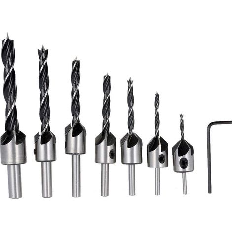 7-teiliger Hss-fräser-set, 5 Schneiden, Fräs-, Dreh-, Aufbohr- Und Bohrwerkzeug Für Holz, Metall, Aluminium Und Kunststoff, Bohrer 3-10 Mm