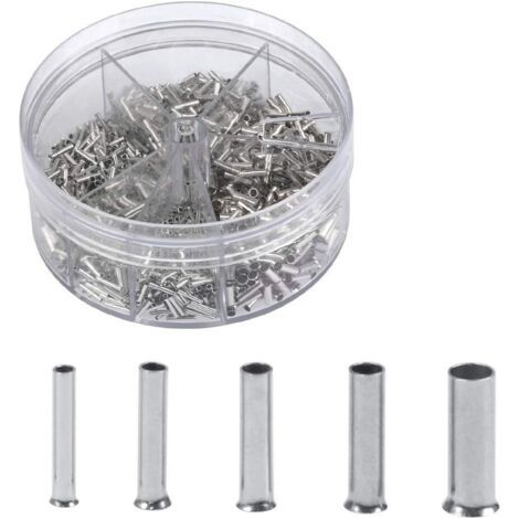 1900 Stück Nicht Isolierte Kabelendhülsen 0,5/0,75/1,0/1,5/2,5 Mm² Mit Aufbewahrungsbox