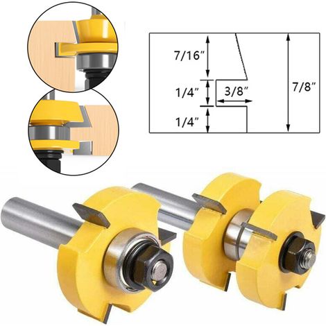 3-zahn-nut-und-feder-fräser Für Holz, T-form (2 Stück/set, Schaftdurchmesser: 8 Mm)