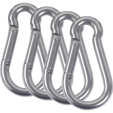 M8 Karabinerhaken Aus Rostfreiem Stahl 304, Feuerwehr-karabiner Mit Feder, Für Camping, Wandern, Hängematte, Schaukel, 4 Stück