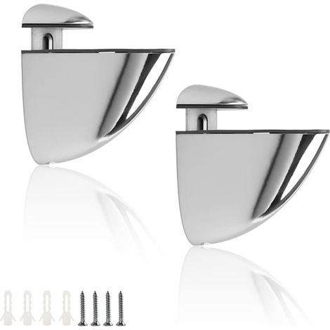 Winkelhalter Für Wandregal, 2 Einstellbare Glasklemmen Zur Wandbefestigung Mit 4 Schrauben, Glatt Und Stabil, Für Glasstärke Von 2–33 Mm, Für Regale Und Stuhlecken