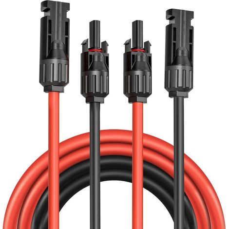 Solarkabel 4 Mm² – Verlängerung Von 1 M/2 M/3 M/4 M/5 M/6 M/10 M – Uv-beständig – Vde-zertifiziert – Mit Solarsteckern – Für Photovoltaikanlagen (rot/schwarz) (4 Mm²/2 M)