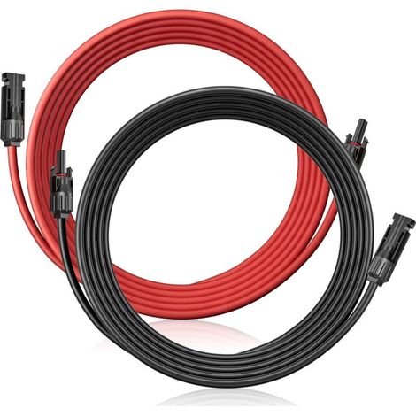 Solarkabel 6 Mm², Verlängerungskabel 1 M, Mit Solarsteckern Für Photovoltaikanlagen, Uv-beständig, Vde-zertifiziert (rot/schwarz) 6 Mm² 1 M (6mm²/1m)